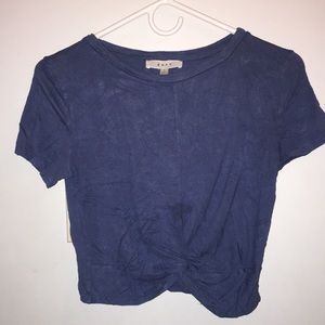 A blue crop top